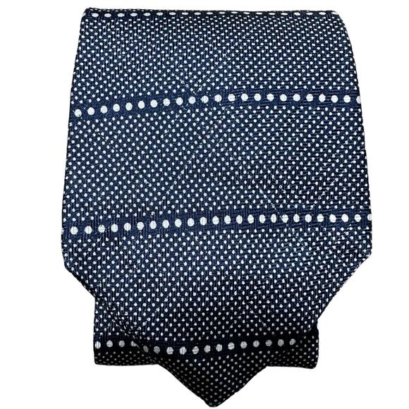 Oscar de la Renta Tie Pointed Polka Dot Blue White One Size - Picture 1 of 3